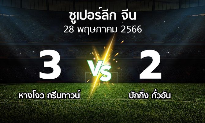ผลบอล : หางโจว กรีนทาวน์ vs ปักกิ่ง กั๋วอัน (ซูเปอร์ลีกจีน 2023)