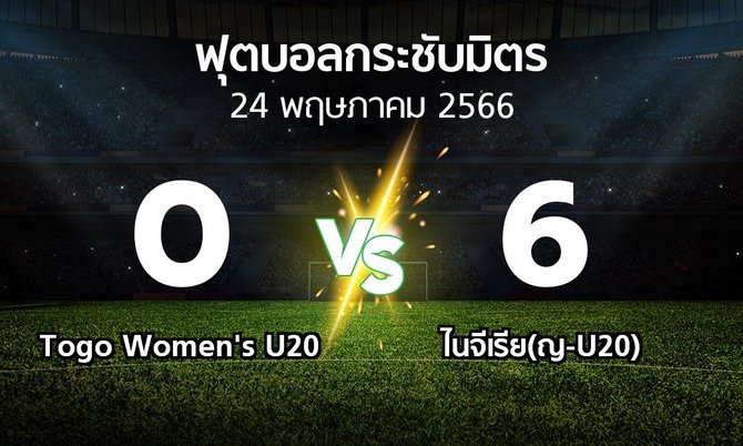 ผลบอล : Togo Women's U20 vs ไนจีเรีย(ญ-U20) (ฟุตบอลกระชับมิตร)