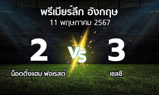 ผลบอล : น็อตติ้งแฮม ฟอเรสต์ vs เชลซี (พรีเมียร์ลีก 2023-2024)