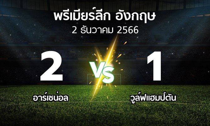 ผลบอล : อาร์เซน่อล vs วูล์ฟแฮมป์ตัน (พรีเมียร์ลีก 2023-2024)