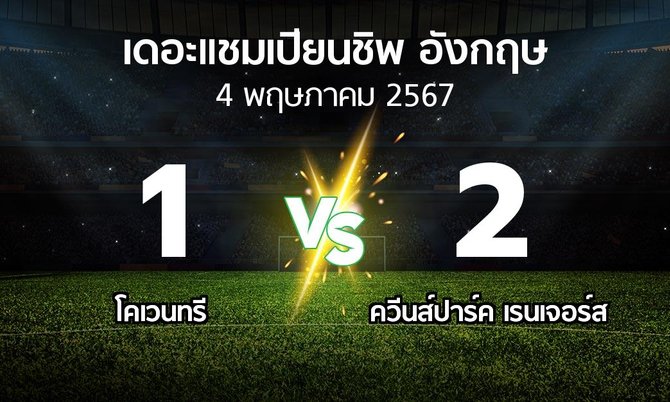 ผลบอล : โคเวนทรี vs ควีนส์ปาร์ค เรนเจอร์ส (เดอะ แชมเปียนชิพ 2023-2024)