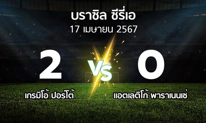 ผลบอล : เกรมิโอ้ ปอร์โต้ vs แอตเลติโก้ พาราเนนเซ่ (บราซิล-ซีรี่เอ 2024)