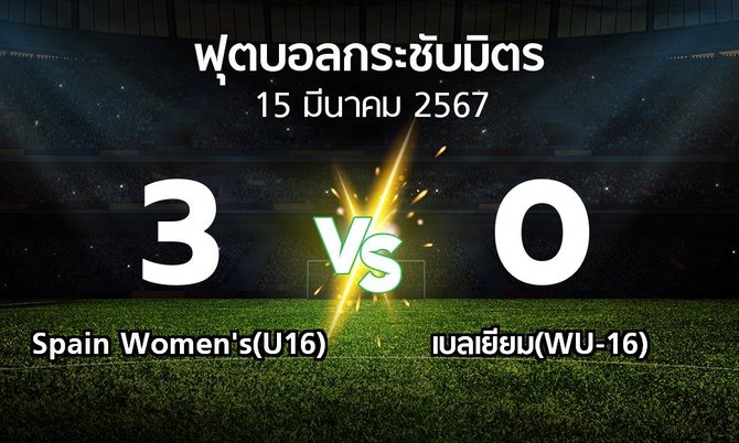 โปรแกรมบอล : Spain Women's(U16) vs เบลเยียม(WU-16) (ฟุตบอลกระชับมิตร)