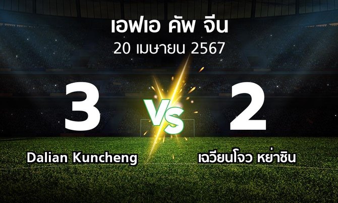 ผลบอล : Dalian Kuncheng vs เฉวียนโจว หย่าซิน (เอฟเอ-คัพ-จีน 2024)