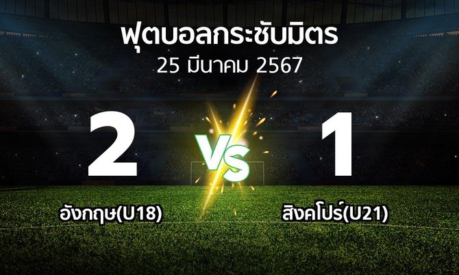 โปรแกรมบอล : อังกฤษ(U18) vs สิงคโปร์(U21) (ฟุตบอลกระชับมิตร)
