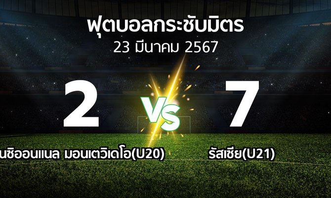 ผลบอล : เนซิออนแนล มอนเตวิเดโอ(U20) vs รัสเซีย(U21) (ฟุตบอลกระชับมิตร)