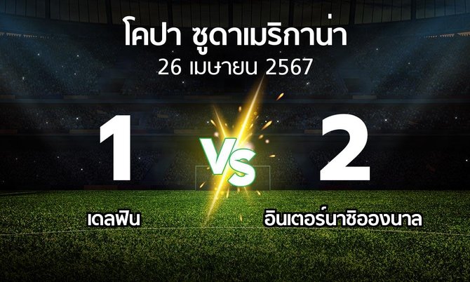 ผลบอล : เดลฟิน vs อินเตอร์นาซิอองนาล (โคปา-ซูดาเมริกาน่า 2024)
