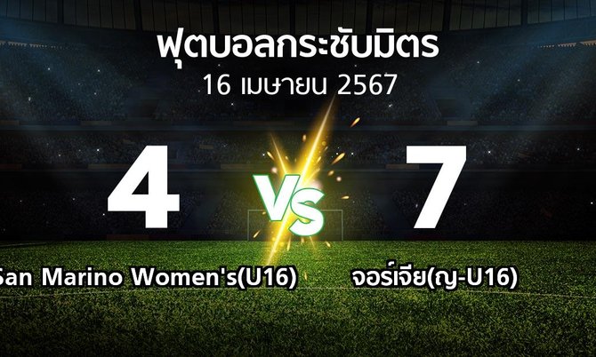 โปรแกรมบอล : San Marino Women's(U16) vs จอร์เจีย(ญ-U16) (ฟุตบอลกระชับมิตร)