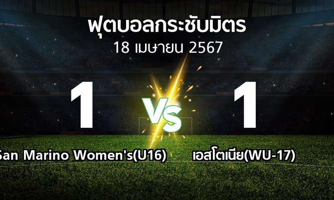 โปรแกรมบอล : San Marino Women's(U16) vs เอสโตเนีย(WU-17) (ฟุตบอลกระชับมิตร)