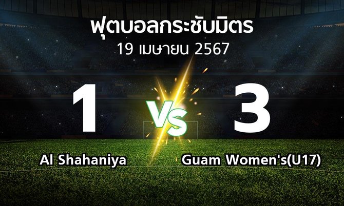 ผลบอล : Al Shahaniya vs Guam Women's(U17) (ฟุตบอลกระชับมิตร)