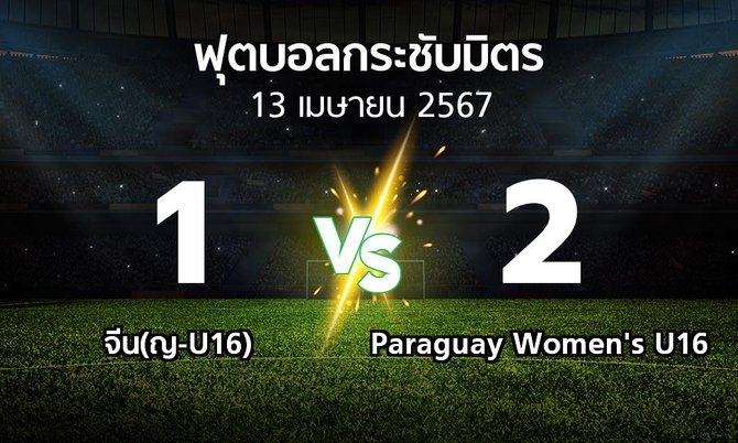 โปรแกรมบอล : จีน(ญ-U16) vs Paraguay Women's U16 (ฟุตบอลกระชับมิตร)