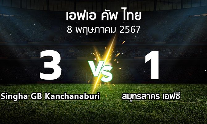 ผลบอล : Singha GB Kanchanaburi vs สมุทรสาคร เอฟซี (ไทยเอฟเอคัพ 2023-2024)