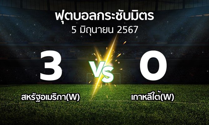 โปรแกรมบอล : สหรัฐอเมริกา(W) vs เกาหลีใต้(W) (ฟุตบอลกระชับมิตร)