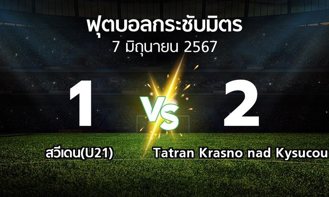 โปรแกรมบอล : สวีเดน(U21) vs Tatran Krasno nad Kysucou (ฟุตบอลกระชับมิตร)