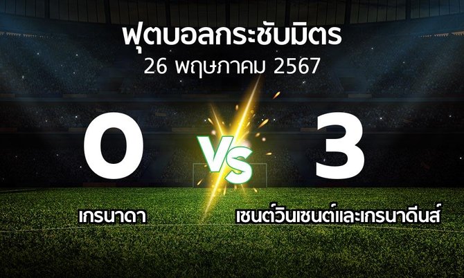 โปรแกรมบอล : เกรนาดา vs เซนต์วินเซนต์และเกรนาดีนส์ (ฟุตบอลกระชับมิตร)