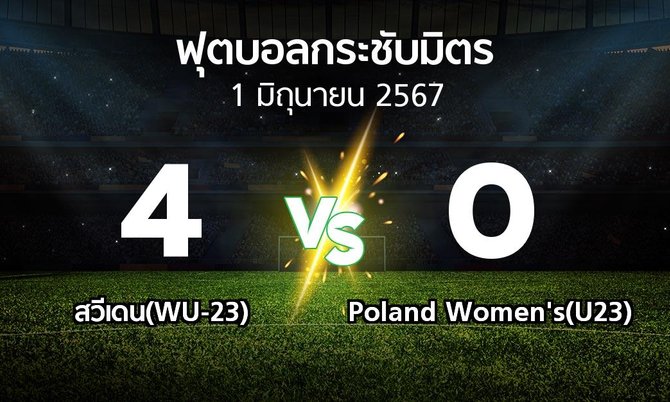 โปรแกรมบอล : สวีเดน(WU-23) vs Poland Women's(U23) (ฟุตบอลกระชับมิตร)