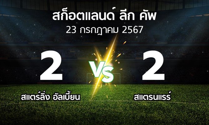 ผลบอล : สแตร์ลิ่ง อัลเบี้ยน vs สแตรนแรร์ (สก็อตแลนด์-ลีก-คัพ 2024-2025)