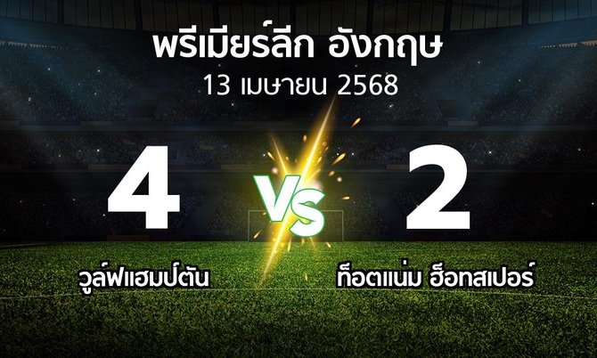 ผลบอล : วูล์ฟแฮมป์ตัน vs สเปอร์ส (พรีเมียร์ลีก 2024-2025)