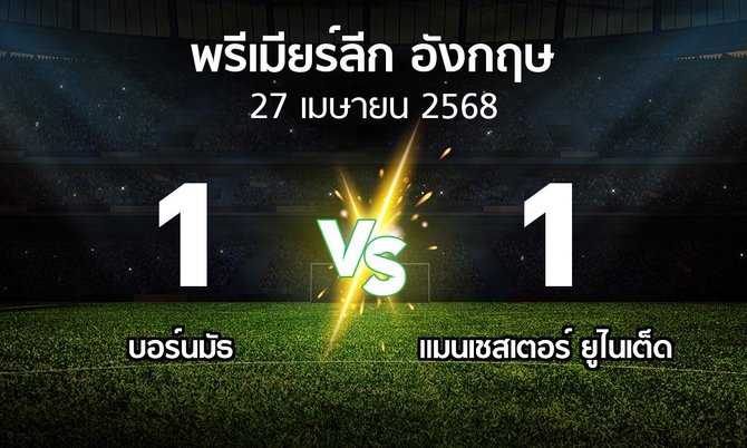 ผลบอล : บอร์นมัธ vs แมนฯ ยูไนเต็ด (พรีเมียร์ลีก 2024-2025)
