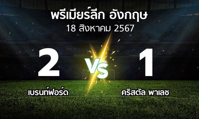 ผลบอล : เบรนท์ฟอร์ด vs คริสตัล พาเลซ (พรีเมียร์ลีก 2024-2025)