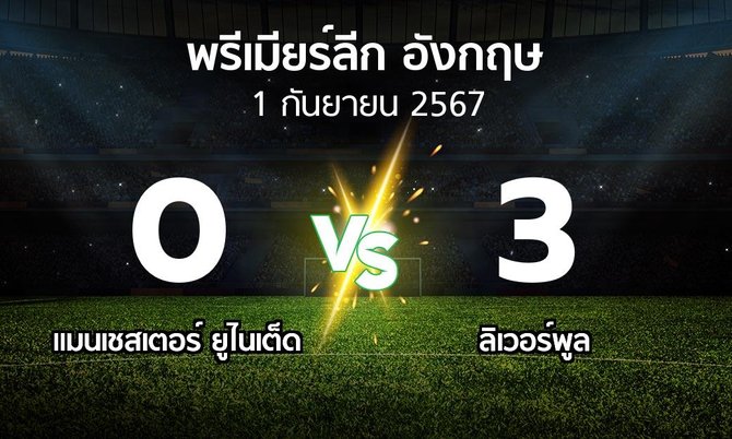 ผลบอล : แมนฯ ยูไนเต็ด vs ลิเวอร์พูล (พรีเมียร์ลีก 2024-2025)