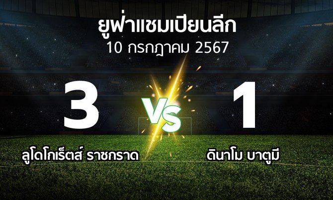 ผลบอล : ลูโดโกเร็ตส์ vs ดินาโม บาตูมี (ยูฟ่า แชมเปียนส์ลีก 2024-2025)