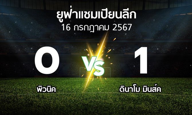 ผลบอล : พิวนิค vs ดินาโม มินส์ค (ยูฟ่า แชมเปียนส์ลีก 2024-2025)