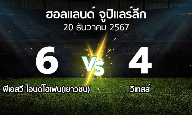ผลบอล : พีเอสวี ไอนด์โฮเฟ่น(เยาวชน) vs วิเทสส์ (ฮอลแลนด์-จูปิแลร์ลีก 2024-2025)