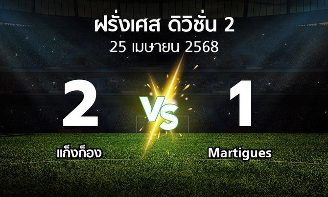 ผลบอล : แก็งก็อง vs Martigues (ฝรั่งเศส-ดิวิชั่น-2 2024-2025)