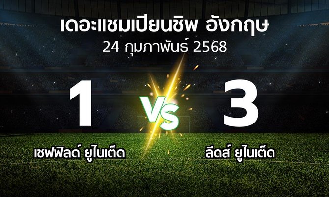 ผลบอล : เชฟฟิลด์ ยูไนเต็ด vs ลีดส์ ยูไนเต็ด (เดอะ แชมเปียนชิพ 2024-2025)