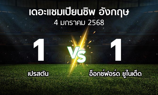 ผลบอล : เปรสตัน vs อ็อกซ์ฟอร์ด ยูไนเต็ด (เดอะ แชมเปียนชิพ 2024-2025)