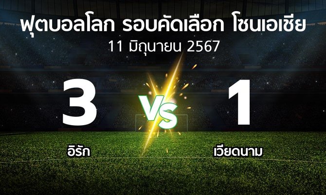 ผลบอล : อิรัก vs เวียดนาม (ฟุตบอลโลก-รอบคัดเลือก-โซนเอเชีย 2023-2025)