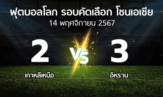 ผลบอล : เกาหลีเหนือ vs อิหร่าน (ฟุตบอลโลก-รอบคัดเลือก-โซนเอเชีย 2023-2025)