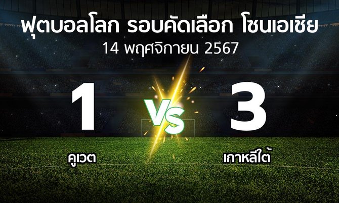 ผลบอล : คูเวต vs เกาหลีใต้ (ฟุตบอลโลก-รอบคัดเลือก-โซนเอเชีย 2023-2025)