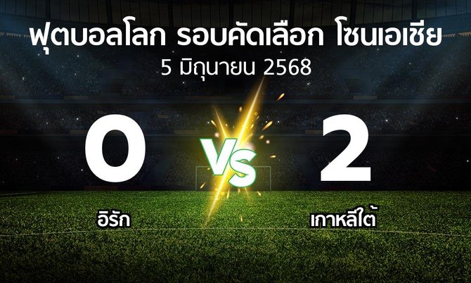 ผลบอล : อิรัก vs เกาหลีใต้ (ฟุตบอลโลก-รอบคัดเลือก-โซนเอเชีย 2023-2025)