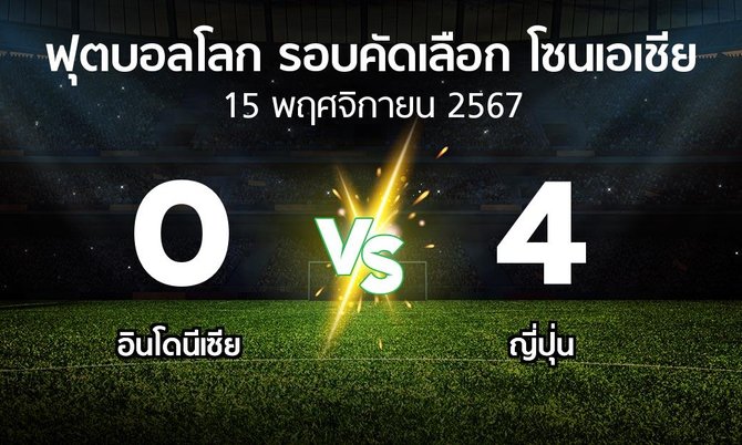 ผลบอล : อินโดนีเซีย vs ญี่ปุ่น (ฟุตบอลโลก-รอบคัดเลือก-โซนเอเชีย 2023-2025)