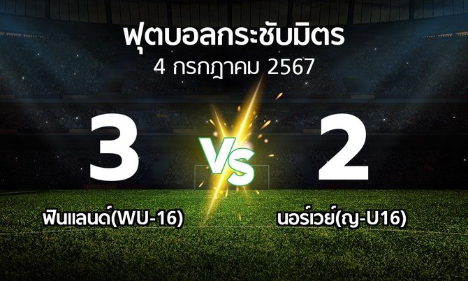 โปรแกรมบอล : ฟินแลนด์(WU-16) vs นอร์เวย์(ญ-U16) (ฟุตบอลกระชับมิตร)