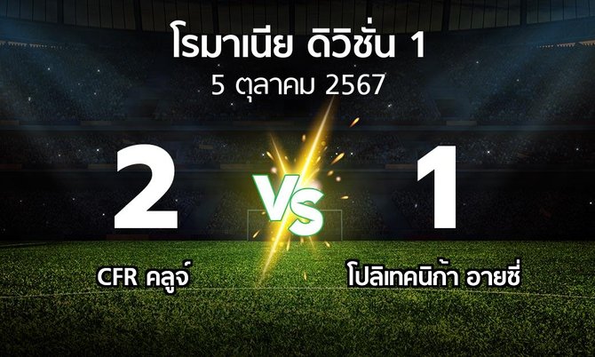 ผลบอล : CFR คลูจ์ vs โปลิเทคนิก้า อายซี่ (โรมาเนีย-ดิวิชั่น-1 2024-2025)