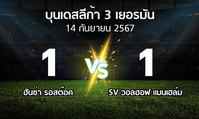 ผลบอล : ฮันซ่า รอสต๊อค vs SV วอลฮอฟ แมนเฮล์ม (บุนเดสลีก้า-3-เยอรมัน 2024-2025)