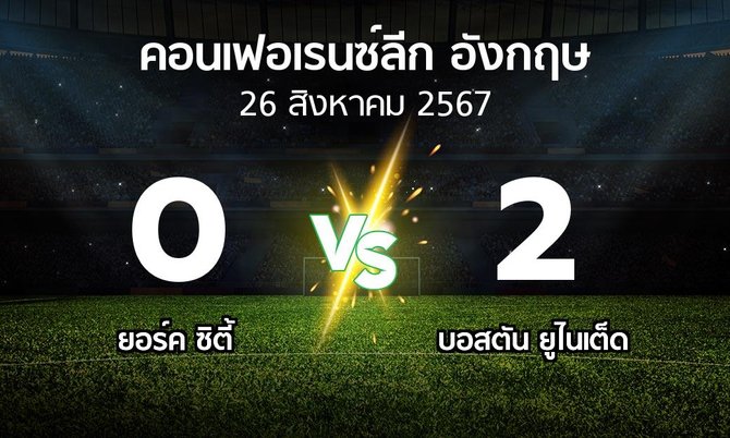 ผลบอล : ยอร์ค ซิตี้ vs บอสตัน ยูไนเต็ด (คอนเฟอเรนซ์ลีก อังกฤษ 2024-2025)