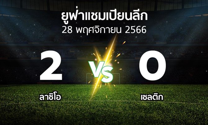 ผลบอล : ลาซิโอ vs เซลติก (ยูฟ่า แชมเปียนส์ลีก 2023-2024)