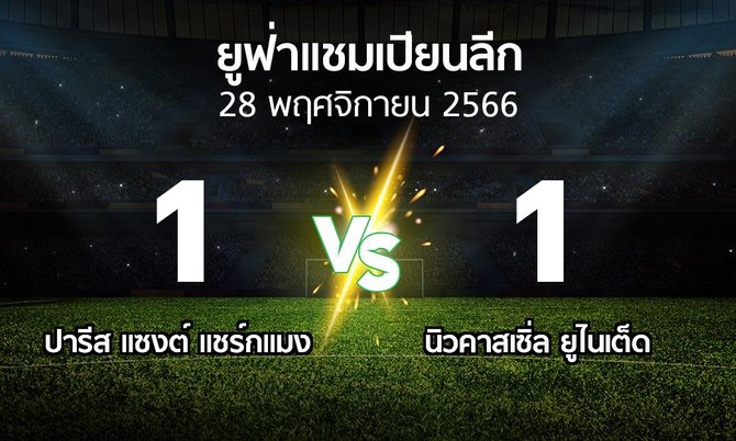 ผลบอล : เปแอสเช vs นิวคาสเซิ่ล ยูไนเต็ด (ยูฟ่า แชมเปียนส์ลีก 2023-2024)
