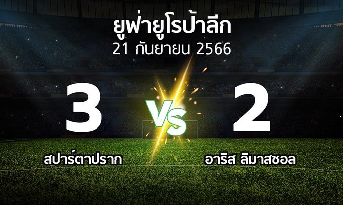 ผลบอล : สปาร์ตาปราก vs อาริส ลิมาสซอล (ยูฟ่า ยูโรป้าลีก 2023-2024)