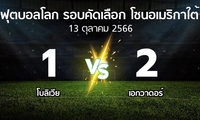ผลบอล : โบลิเวีย vs เอกวาดอร์ (ฟุตบอลโลก-รอบคัดเลือก-โซนอเมริกาใต้ 2023-2025)