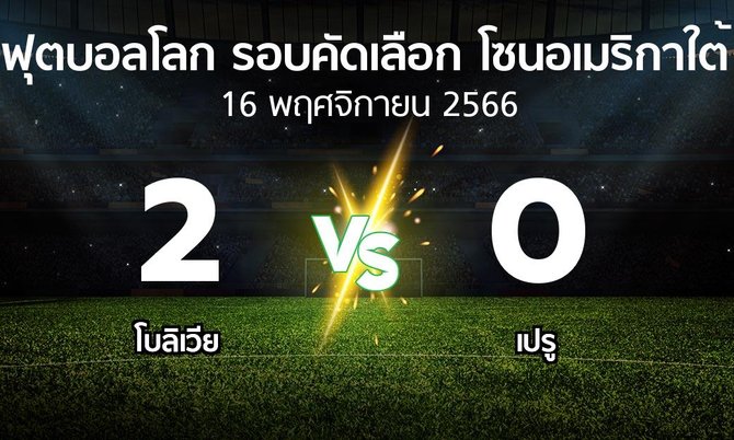 ผลบอล : โบลิเวีย vs เปรู (ฟุตบอลโลก-รอบคัดเลือก-โซนอเมริกาใต้ 2023-2025)