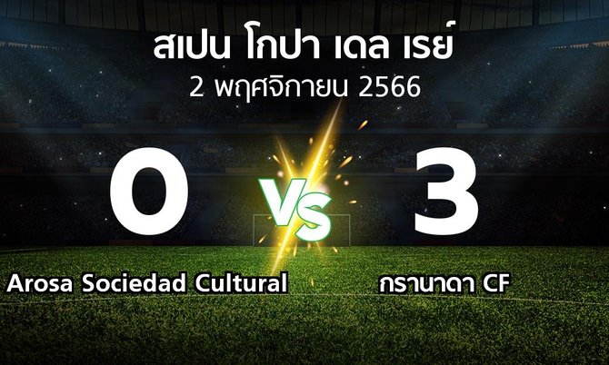 ผลบอล : Arosa Sociedad Cultural vs กรานาดา (สเปน-โกปาเดลเรย์ 2023-2024)