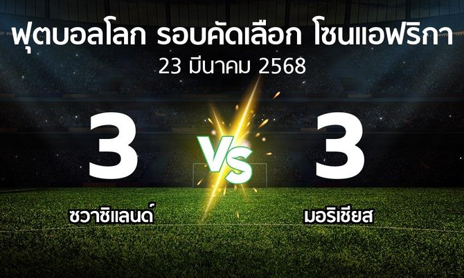 ผลบอล : ซวาซิแลนด์ vs มอริเชียส (ฟุตบอลโลก-รอบคัดเลือก-โซนแอฟริกา 2023-2025)