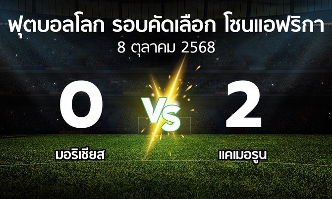 ผลบอล : มอริเชียส vs แคเมอรูน (ฟุตบอลโลก-รอบคัดเลือก-โซนแอฟริกา 2023-2025)