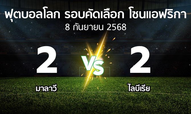 ผลบอล : มาลาวี vs ไลบีเรีย (ฟุตบอลโลก-รอบคัดเลือก-โซนแอฟริกา 2023-2025)