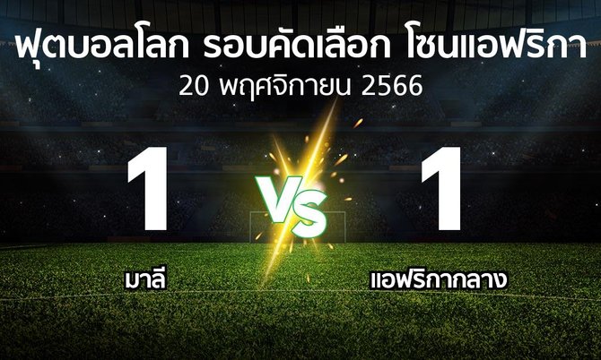 ผลบอล : มาลี vs แอฟริกากลาง (ฟุตบอลโลก-รอบคัดเลือก-โซนแอฟริกา 2023-2025)